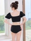 画像15: 【即日発送！】【ビキニ】韓国っぽパフスリパイピングビキニ 2点セット【水着】[FB01] (15)