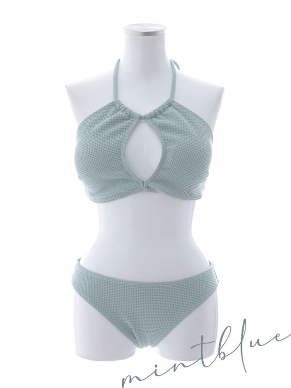 画像42: 【即日発送】【ビキニ】【水着】ホルターネックリブシンプルビキニ 2点セット[YMT] (42)