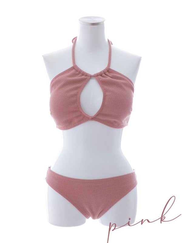 画像46: 【即日発送】【ビキニ】【水着】ホルターネックリブシンプルビキニ 2点セット[YMT] (46)