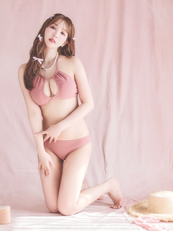 画像1: 【ビキニ】【水着】ホルターネックリブシンプルビキニ 2点セット【予約/7月上旬発送予定】[YMT] (1)
