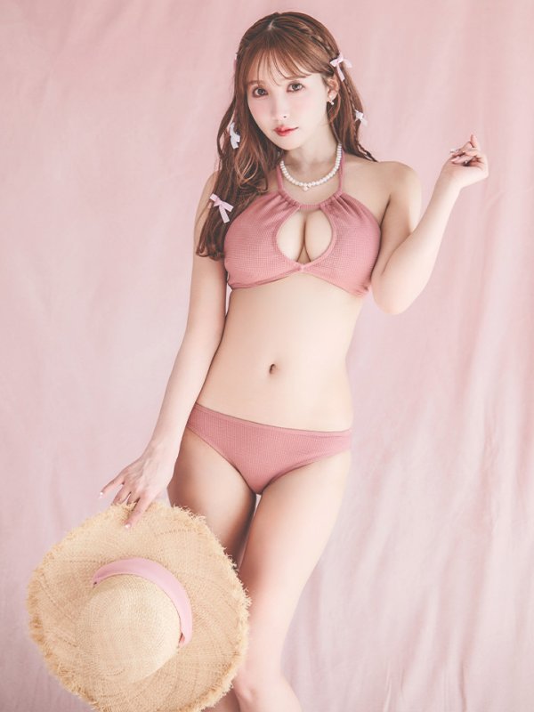 画像6: 【ビキニ】【水着】ホルターネックリブシンプルビキニ 2点セット[YMT] (6)