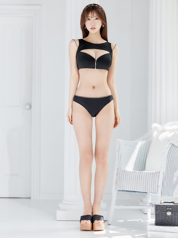 画像10: 【即日発送】【ビキニ】【水着】バストオープン＆ジップチェーンビキニ 2点セット[YMT] (10)