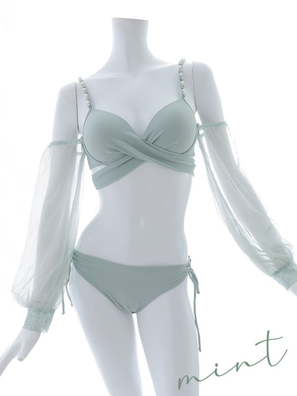 画像23: 【即日発送】【ビキニ】【水着】ふんわりシアー長袖ビキニ 2点セット[YMT] (23)