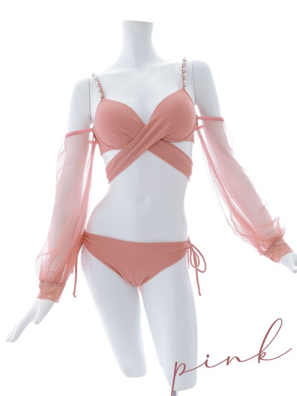 画像25: 【即日発送】【ビキニ】【水着】ふんわりシアー長袖ビキニ 2点セット[YMT] (25)