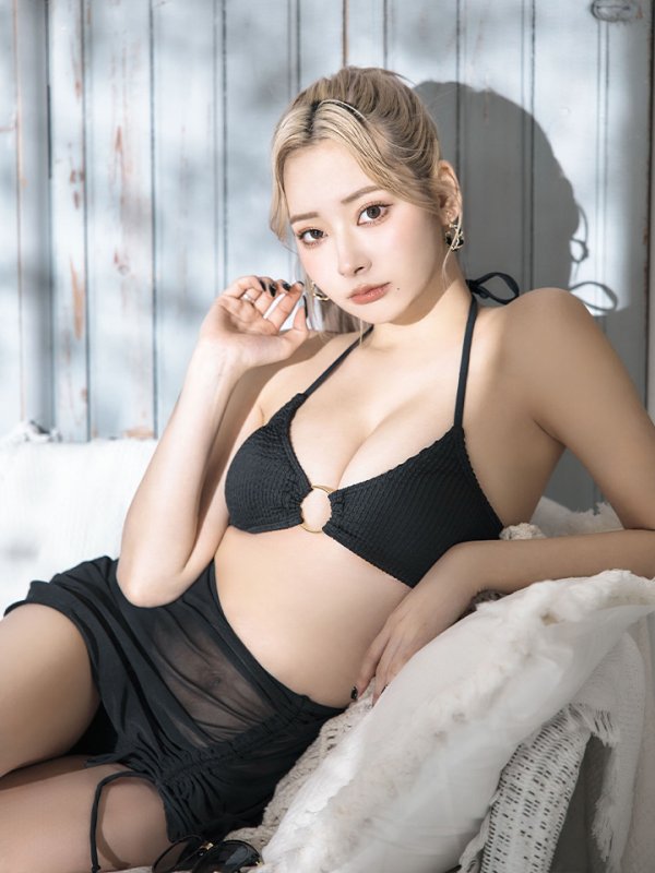 画像14: 【即日発送！】【ビキニ】【水着】シアースカート付きシンプルビキニ 3点セット[YMT] (14)