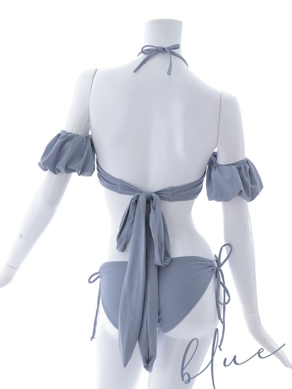 画像24: 【即日発送】【ビキニ】【水着】くしゅっとオフショル袖シンプルビキニ 2点セット[YMT] (24)