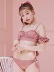 画像27: 【即日発送！】【ビキニ】【水着】くしゅっとオフショル袖シンプルビキニ 2点セット[YMT] (27)