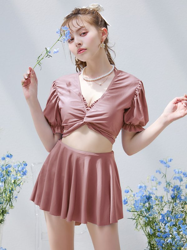 画像3: 【即日発送】【ビキニ】【水着】羽織＆スカート付き4WAYビキニ 4点セット[YMT] (3)