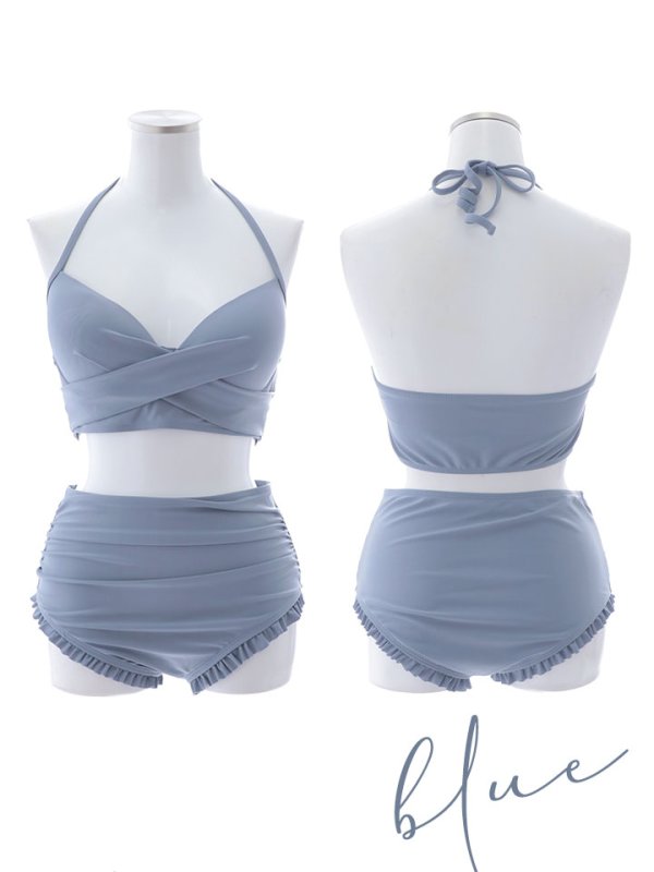 画像50: 【即日発送】【ビキニ】【水着】シアーチュニック付きハイウエストビキニ 3点セット[YMT] (50)