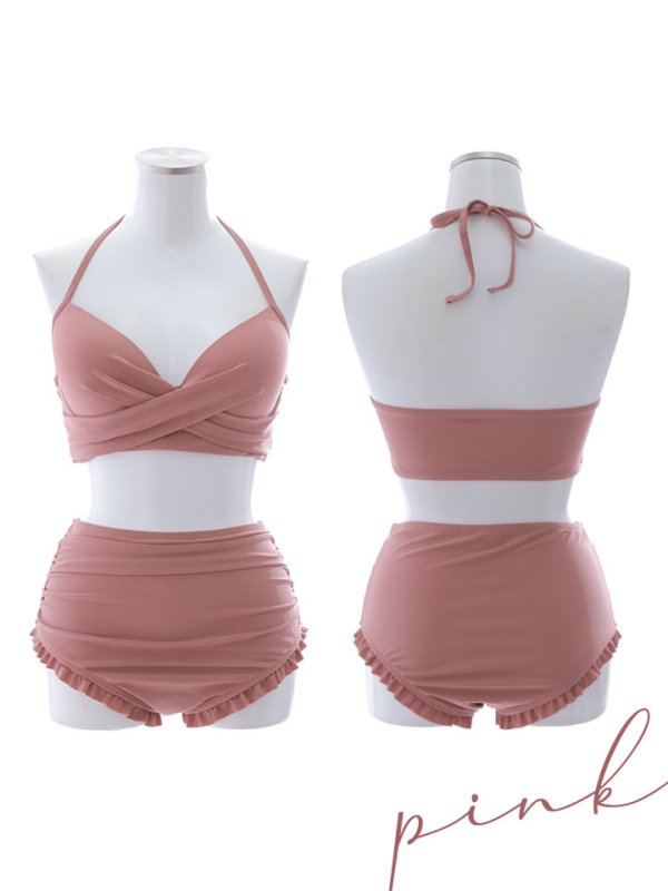 画像48: 【即日発送】【ビキニ】【水着】シアーチュニック付きハイウエストビキニ 3点セット[YMT] (48)