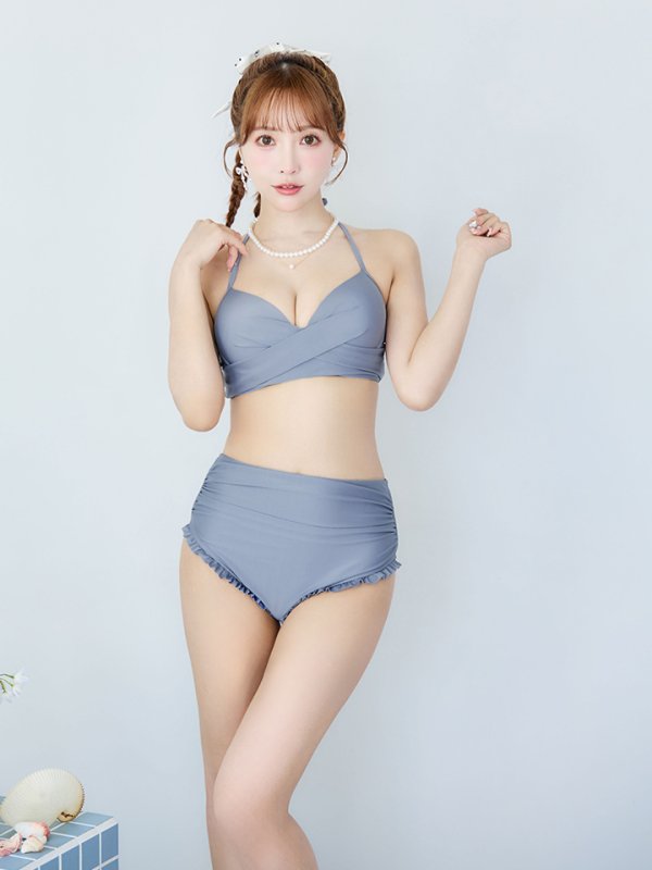 画像38: 【即日発送】【ビキニ】【水着】シアーチュニック付きハイウエストビキニ 3点セット[YMT] (38)