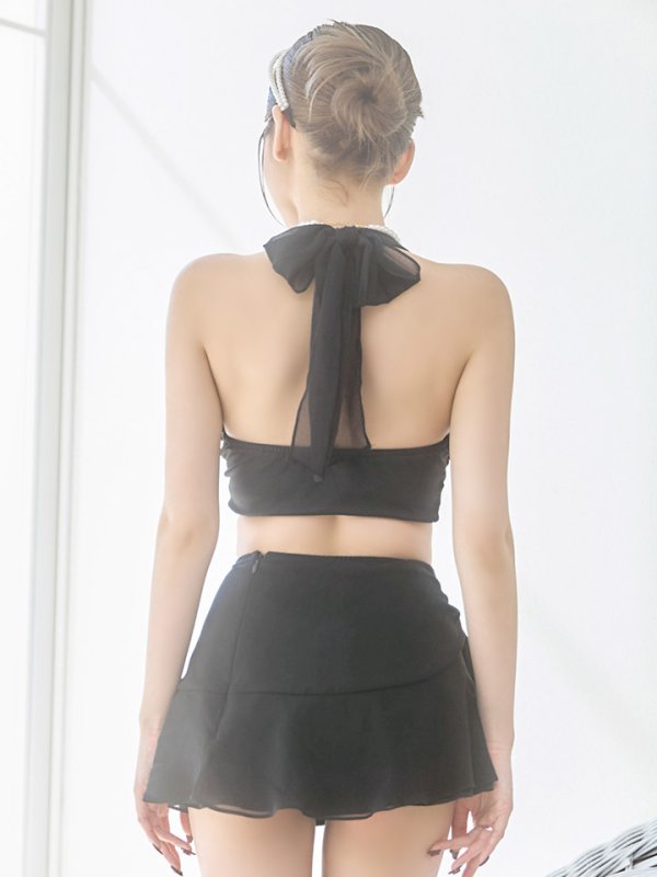 画像36: 【即日発送】【ビキニ】【水着】シアーホルターネックスカート付きビキニ 3点セット[YMT] (36)