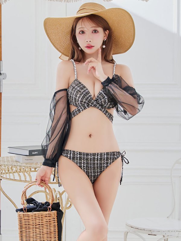 画像14: 【即日発送】【ビキニ】【水着】チェックホルターネックビキニ 2点セット [YMT] (14)