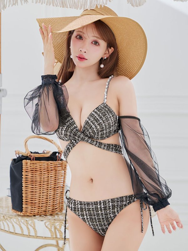 画像16: 【即日発送】【ビキニ】【水着】チェックホルターネックビキニ 2点セット [YMT] (16)