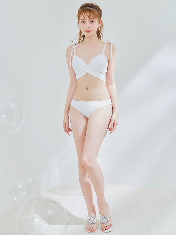 画像13: 【即日発送】【ビキニ】【水着】バッククロスリボンワンカラービキニ 2点セット [YMT] (13)