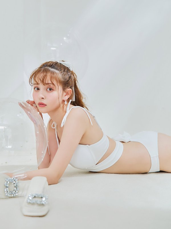 画像15: 【即日発送】【ビキニ】【水着】バッククロスリボンワンカラービキニ 2点セット [YMT] (15)