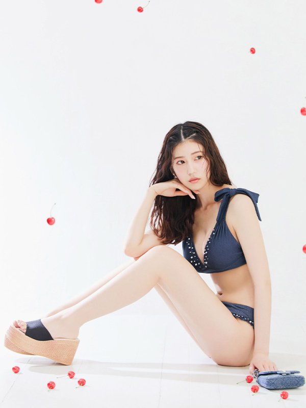 画像4: 【即日発送】【ビキニ】【水着】ショルダーリボンスタッズフリルビキニ 2点セット [YMT] (4)