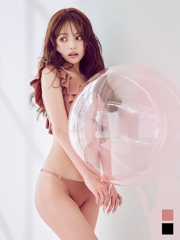画像1: 【予約 / 6月中旬発送予定】【ビキニ】【水着】ワンショルフリルビキニ 2点セット [YMT] (1)