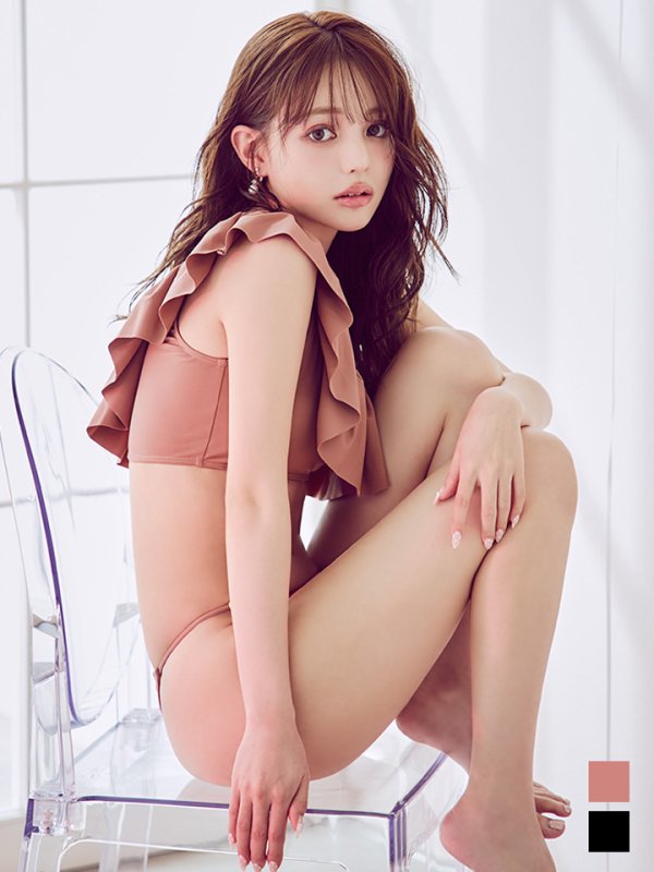 画像6: 【即日発送】【ビキニ】【水着】ワンショルフリルビキニ 2点セット [YMT] (6)