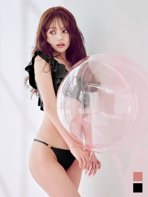 画像2: 【即日発送】【ビキニ】【水着】ワンショルフリルビキニ 2点セット [YMT] (2)