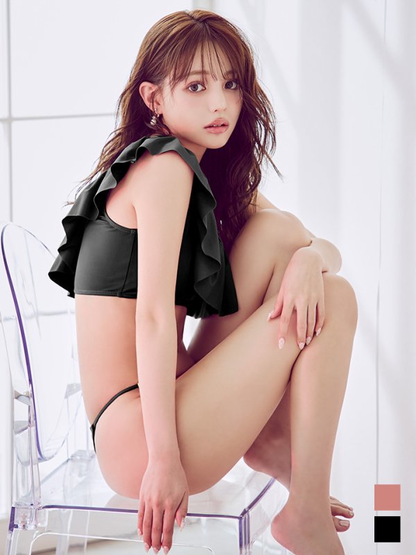 画像3: 【即日発送】【ビキニ】【水着】ワンショルフリルビキニ 2点セット [YMT] (3)