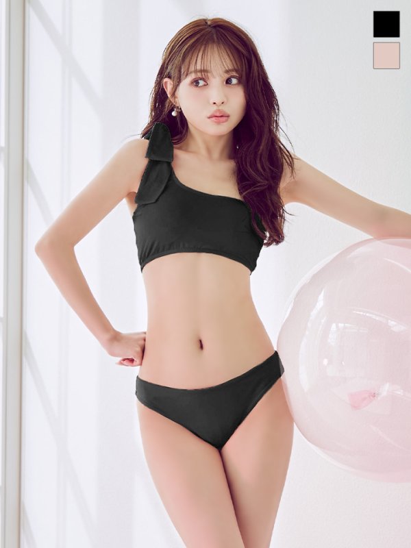 画像6: 【即日発送】【ビキニ】【水着】ワンショルリボンビキニ 2点セット [YMT] (6)
