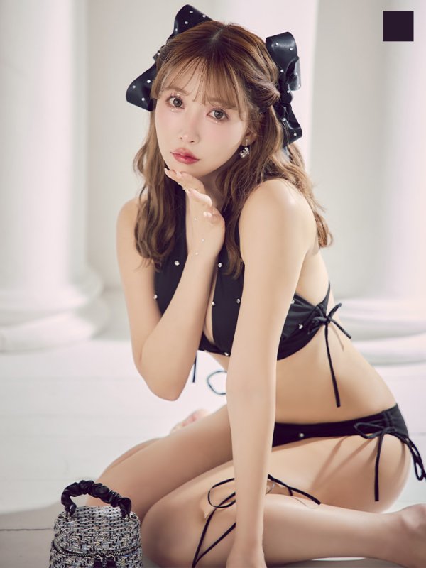 画像6: 【即日発送】【ビキニ】【水着】ホルターネックビジュービキニ 2点セット [YMT] (6)