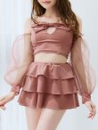 画像22: 【ビキニ】【水着】フリルティアードチュールリボンビキニ 3点セット[YMT] (22)