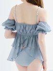 画像28: 【予約 / 6月下旬発送予定】【ビキニ】【水着】 フリルシフォン×オフショルダー ビキニ 2点セット[YMT] (28)