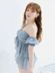 画像14: 【予約 / 6月下旬発送予定】【ビキニ】【水着】 フリルシフォン×オフショルダー ビキニ 2点セット[YMT] (14)