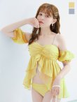 画像1: 【予約 / 6月下旬発送予定】【ビキニ】【水着】 フリルシフォン×オフショルダー ビキニ 2点セット[YMT] (1)