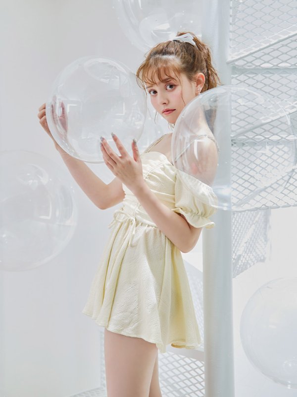 画像13: 【即日発送】【ビキニ】【水着】ビジューオフショルダーワンピースビキニ2点セット [FB01] (13)