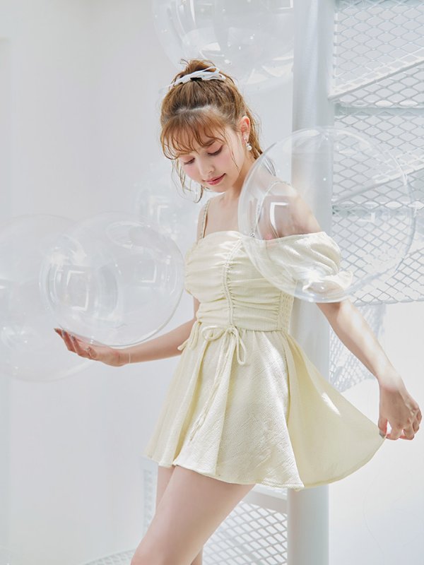 画像18: 【即日発送】【ビキニ】【水着】ビジューオフショルダーワンピースビキニ2点セット [FB01] (18)