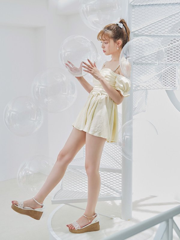 画像10: 【即日発送】【ビキニ】【水着】ビジューオフショルダーワンピースビキニ2点セット [FB01] (10)