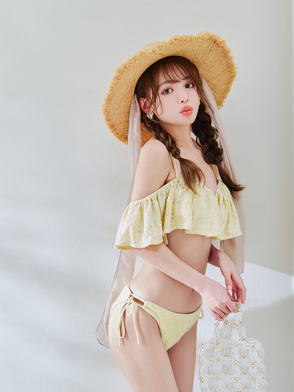 画像14: 【即日発送】【ビキニ】【水着】ビジューオフショルダーフリルビキニ 2点セット[YMT]M266dz (14)