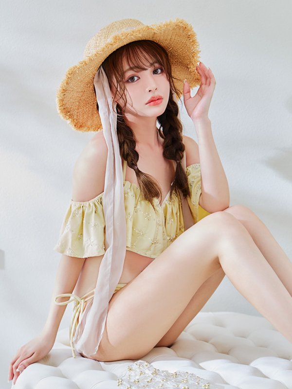 画像15: 【即日発送】【ビキニ】【水着】ビジューオフショルダーフリルビキニ 2点セット[YMT]M266dz (15)