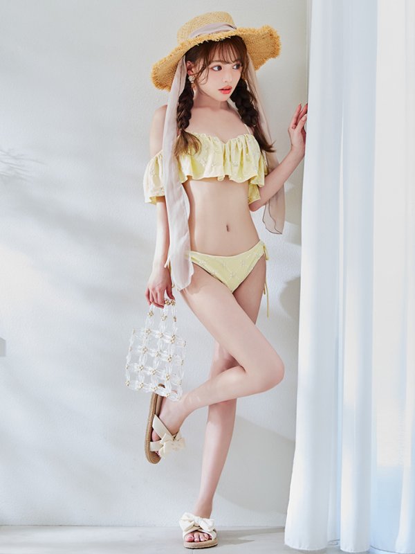 画像8: 【即日発送】【ビキニ】【水着】ビジューオフショルダーフリルビキニ 2点セット[YMT]M266dz (8)