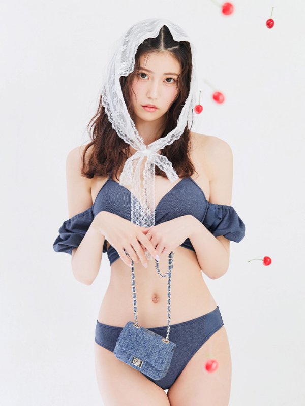 画像1: 【即日発送】【ビキニ】【水着】オフショルデニムビキニ 2点セット [YMT] (1)