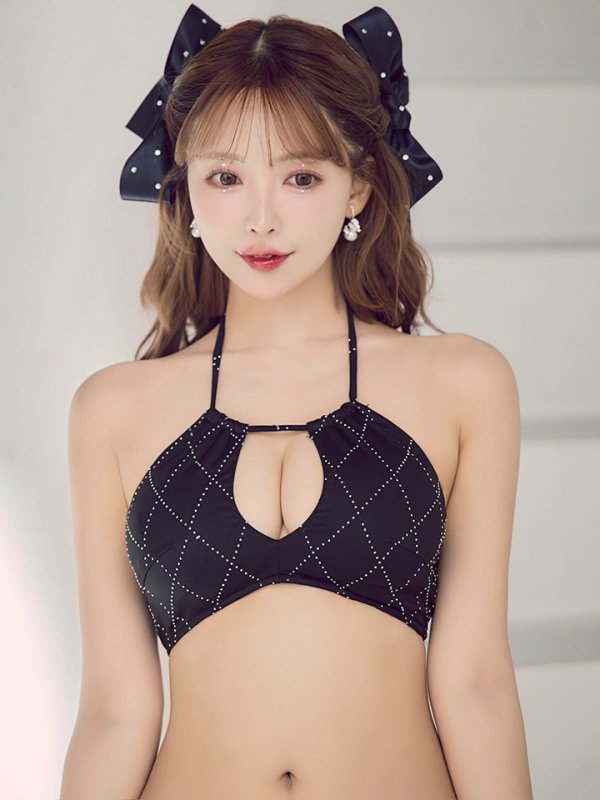 画像23: 【即日発送】【ビキニ】【水着】アーガイル風バストアップホルターネックビキニ 2点セット [YMT] (23)