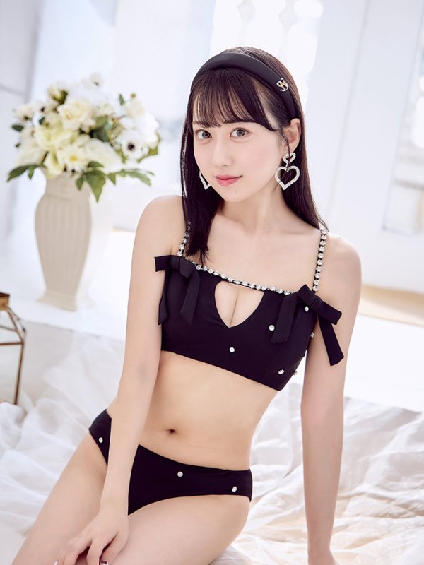 画像2: 【即日発送】【ビキニ】【水着】サイドリボンビジュースタッズビキニ 2点セット [YMT] (2)