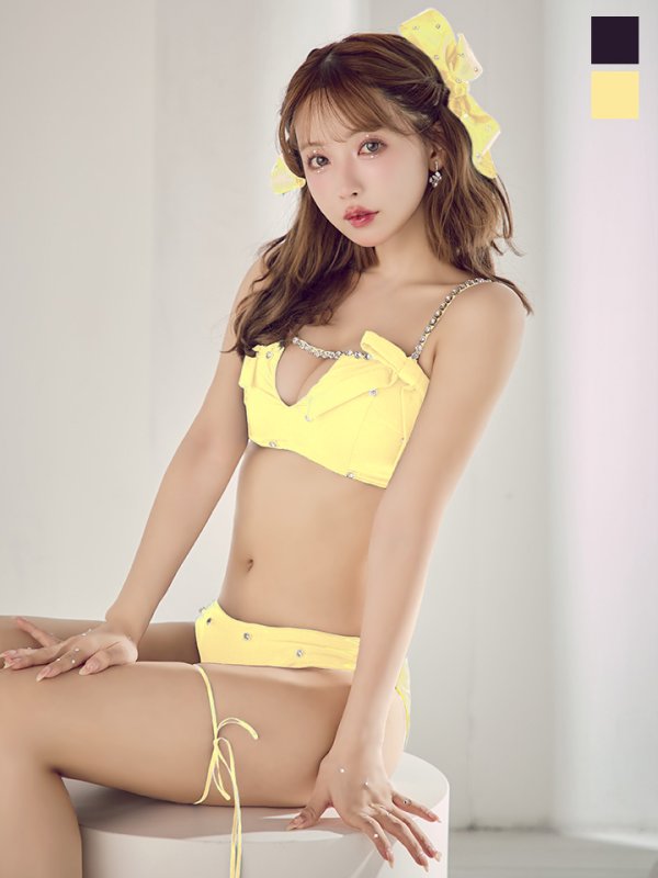 画像5: 【即日発送】【ビキニ】【水着】サイドリボンビジュースタッズビキニ 2点セット [YMT] (5)