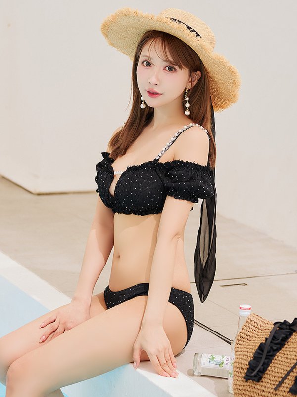 画像1: 【予約 / 6月下旬発送予定】【ビキニ】【水着】オフショルフレアスカートビキニ  2点セット[YMT]M274 (1)