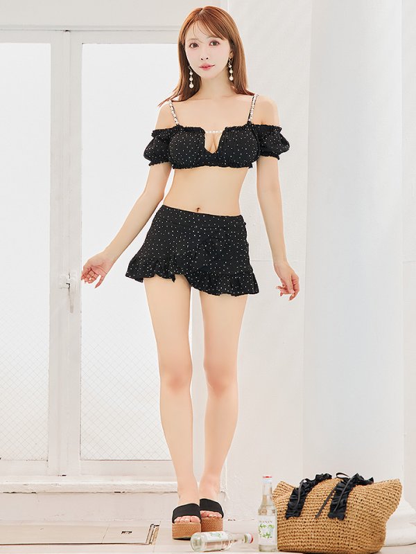 画像13: 【即日発送】【ビキニ】【水着】オフショルフレアスカートビキニ  2点セット[YMT]M274 (13)