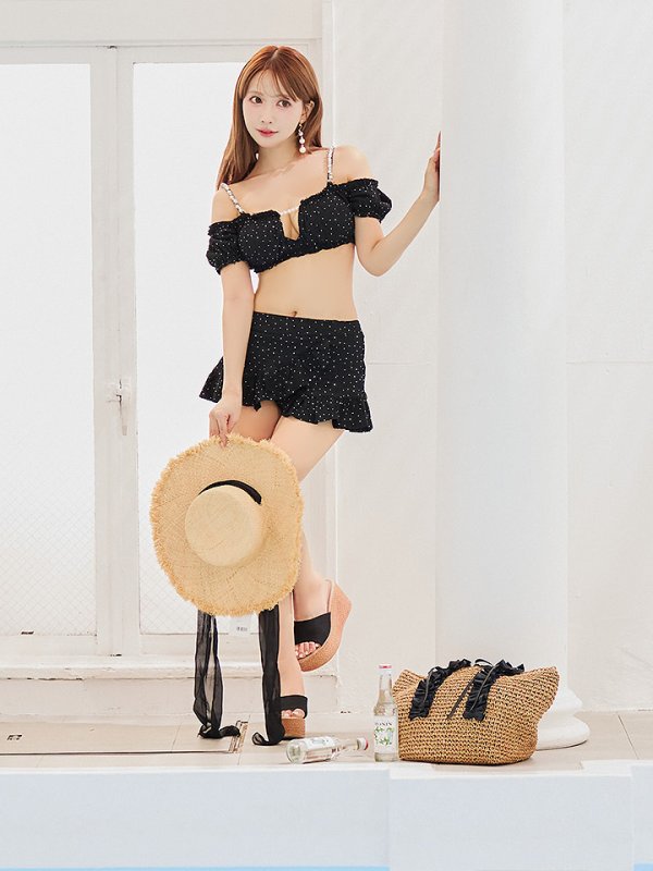 画像19: 【即日発送】【ビキニ】【水着】オフショルフレアスカートビキニ  2点セット[YMT]M274 (19)