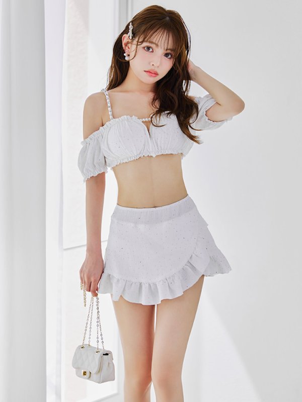 画像28: 【即日発送】【ビキニ】【水着】オフショルフレアスカートビキニ  2点セット[YMT]M274 (28)