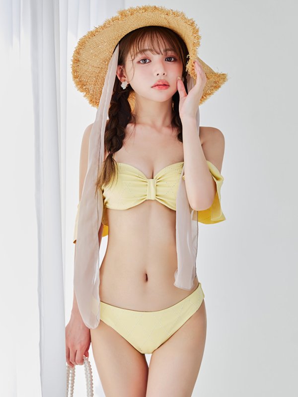 画像10: 【即日発送】【ビキニ】【水着】ビジューリボンフリルスリーブビキニ 2点セット[YMT]M275dzc (10)