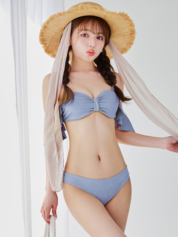 画像27: 【即日発送】【ビキニ】【水着】ビジューリボンフリルスリーブビキニ 2点セット[YMT]M275dzc (27)