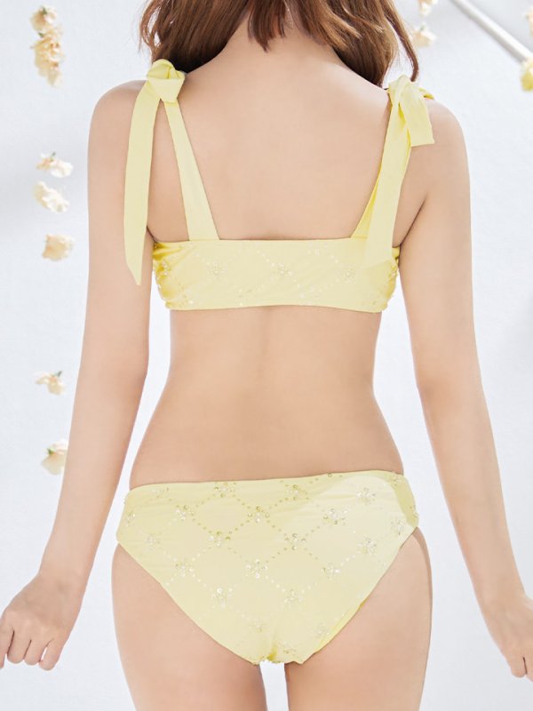 画像21: 【即日発送】【ビキニ】【水着】 ビジューギャザーフロントリボンビキニ ビキニ 2点セット[YMT]M276dzc (21)