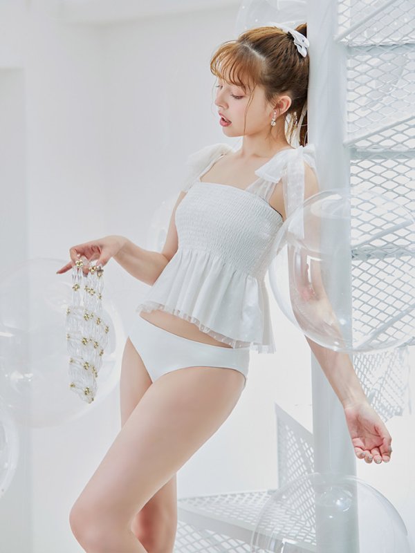 画像17: 【即日発送】【ビキニ】【水着】ドットチュールペプラムフリルビキニ 2点セット [YMT] (17)