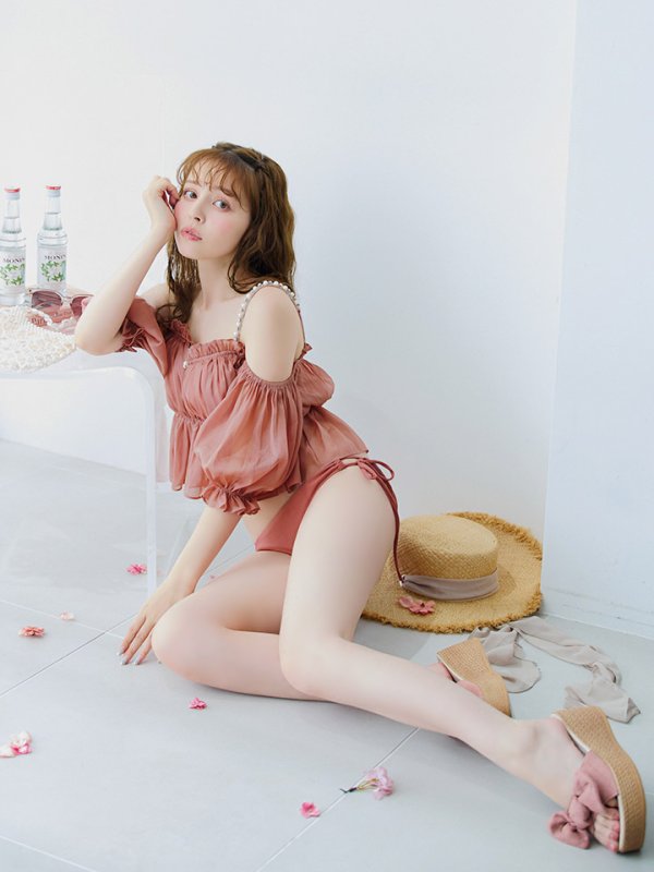 画像6: 【即日発送】【ビキニ】【水着】 パフスリーブフリルビキニ  2点セット[FB01] (6)